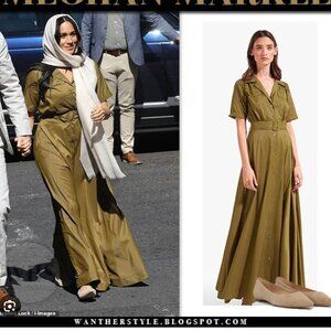 NWT STAUD Millie Belted Maxi Shirtdress Sz2/4 Caper Green
